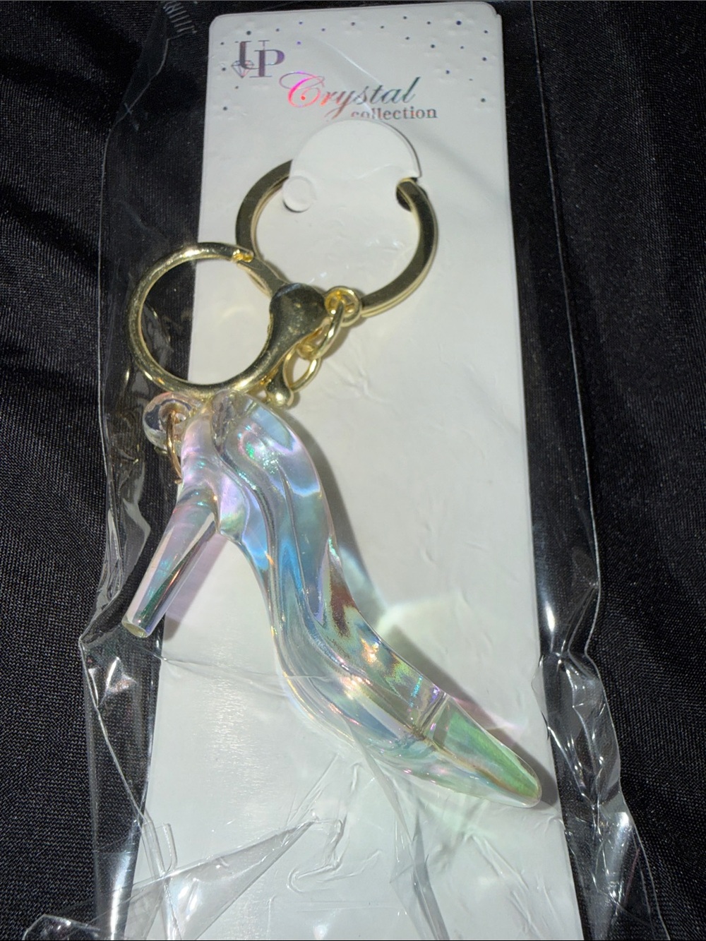 Iridescent High Heel Keychain - Gold Hardware